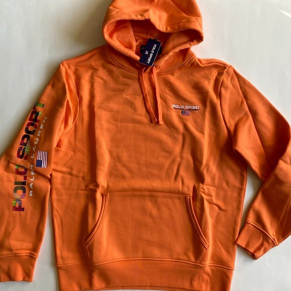Polo Ralph Lauren Sport Madras Logo Print Fleece Hoodie Sweatshirt